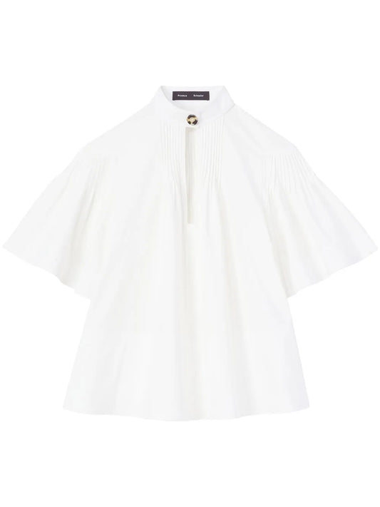 Pintuck-Detail Flared Blouse