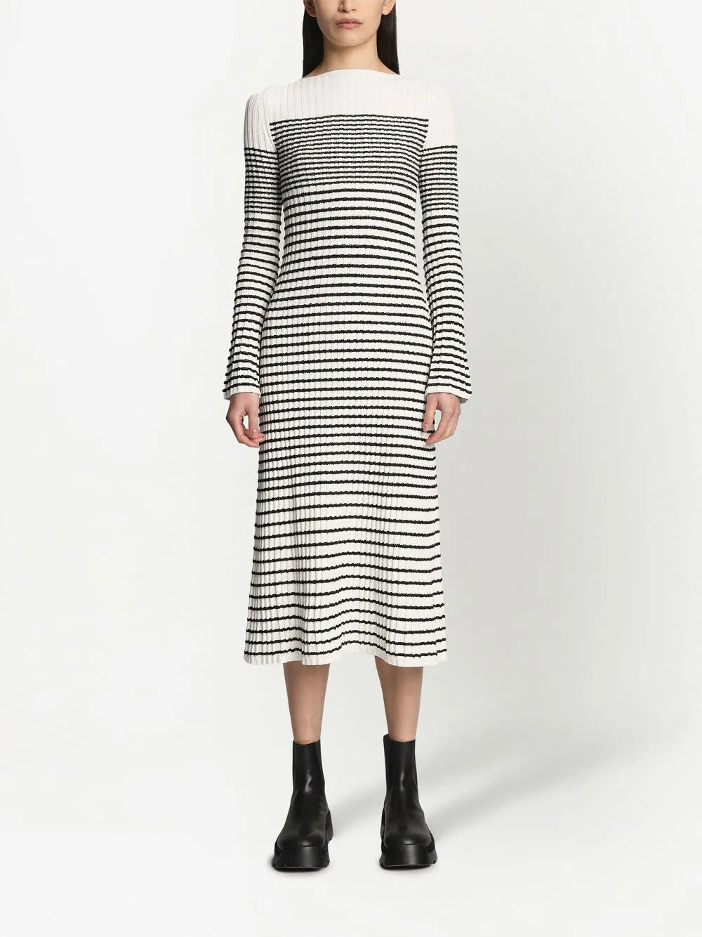 Striped Bouclé Knit Dress