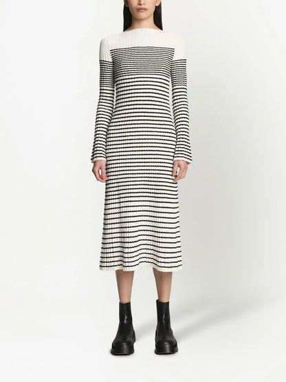 Striped Bouclé Knit Dress
