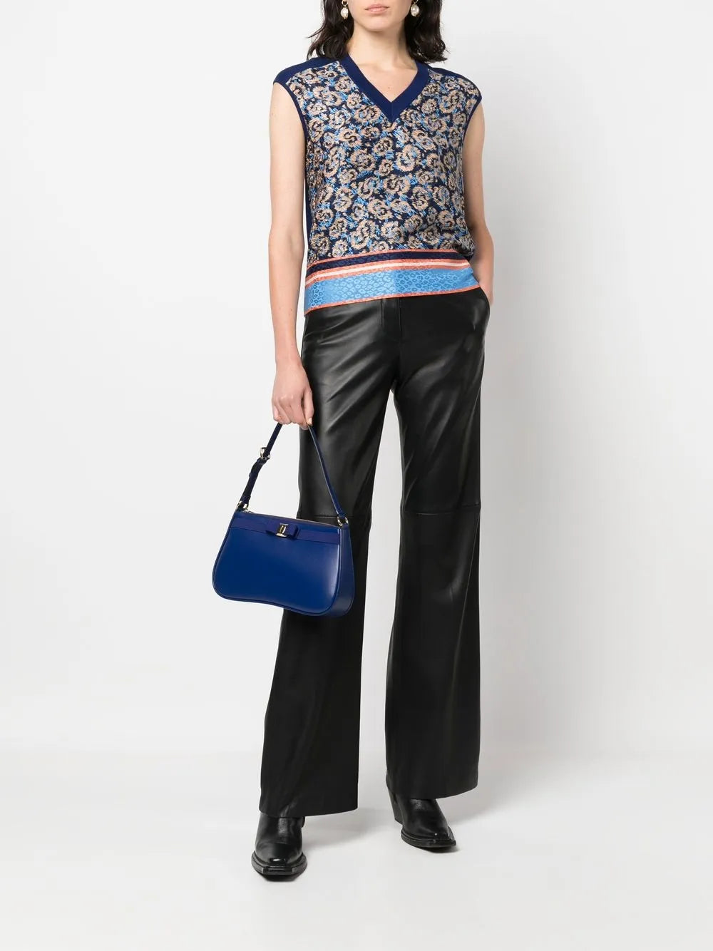 All-Over Graphic-Print V-Neck Vest