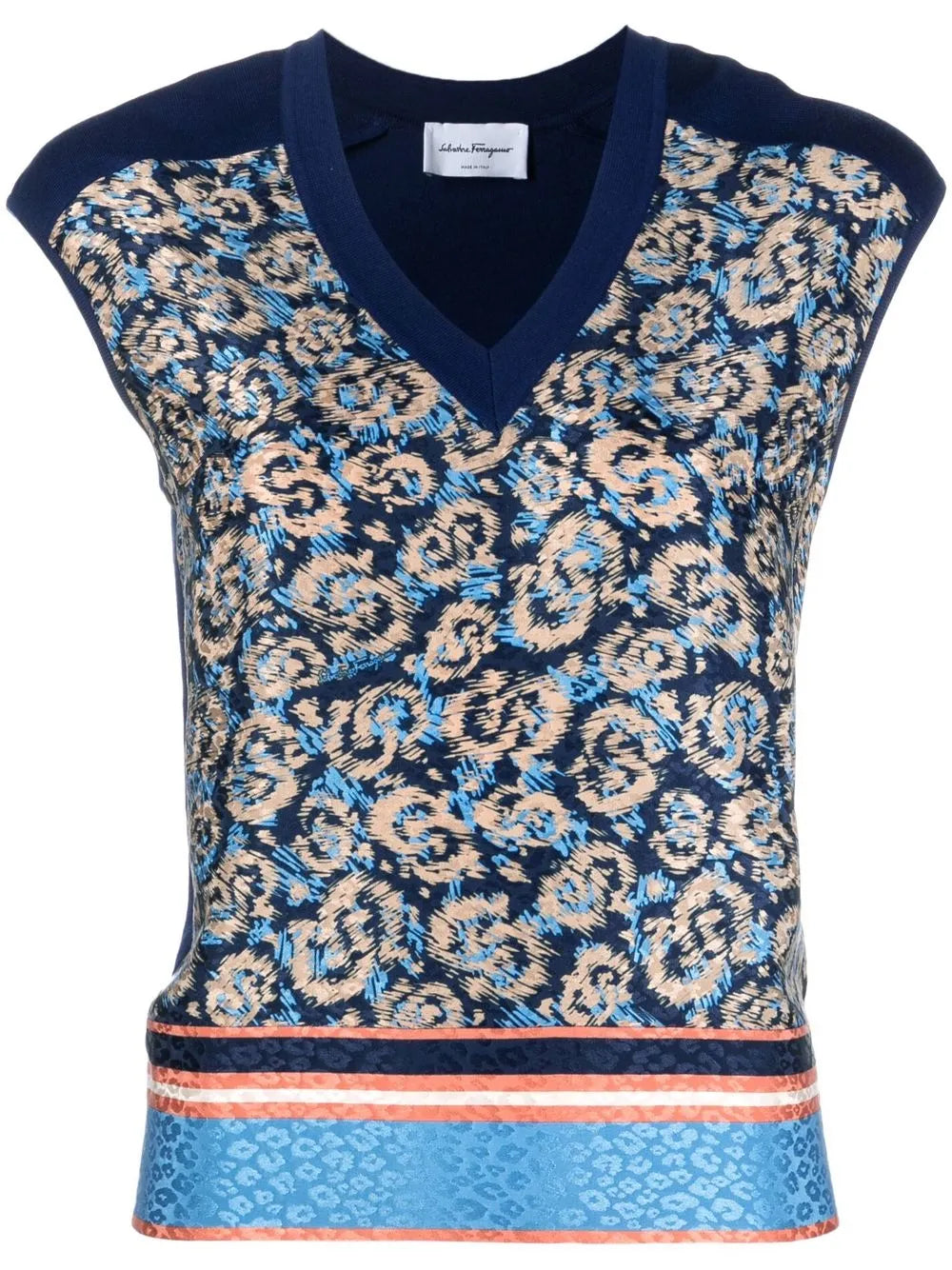 All-Over Graphic-Print V-Neck Vest
