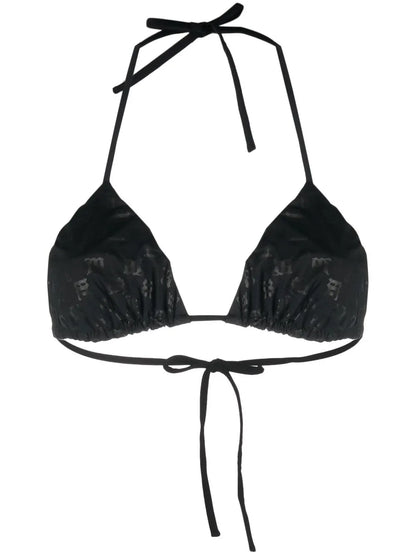 Monogram-Print Halterneck Bikini Top