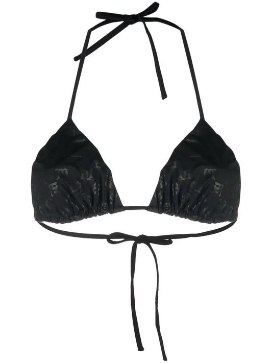 Monogram-Print Halterneck Bikini Top