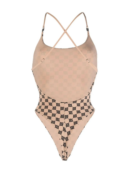 Criss-Cross Monogram-Print Swimsuit