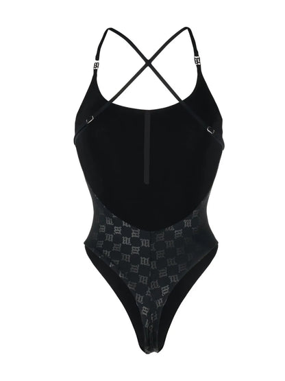 Monogram-Pattern One-Piece Swimsuit