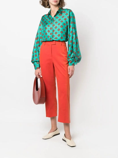 Geometric-Print Silk Shirt