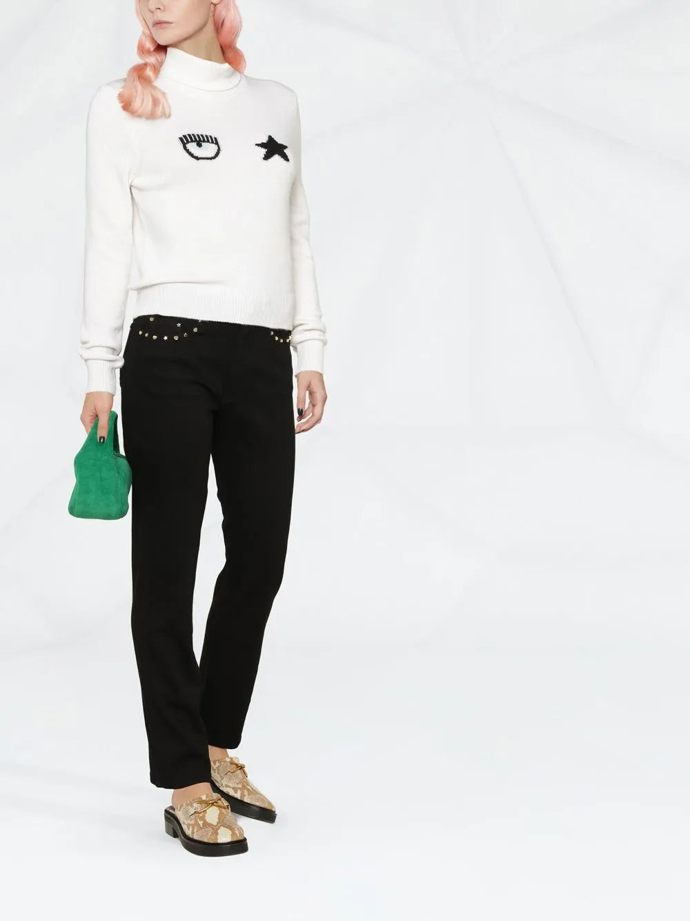 Studded Straight-Leg Jeans
