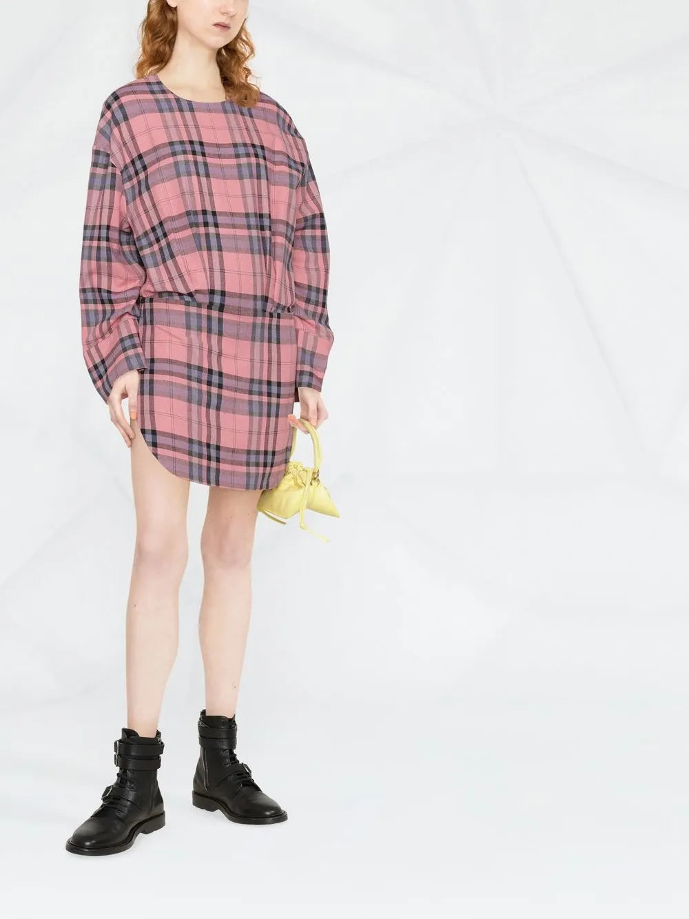 Plaid-Pattern Mini Shift Dress