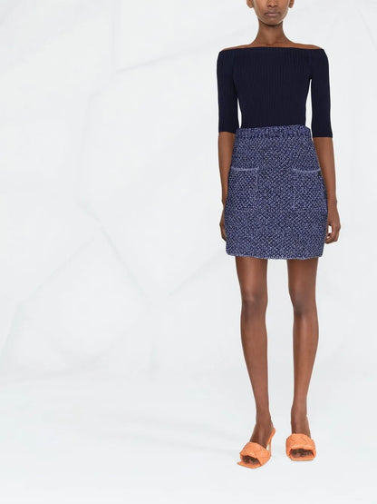 High-Waisted Tweed Miniskirt