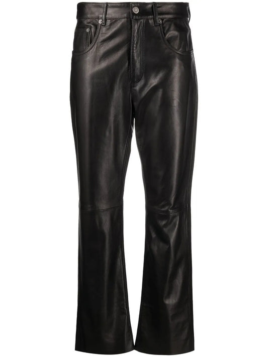 Straight-Leg Leather Trousers