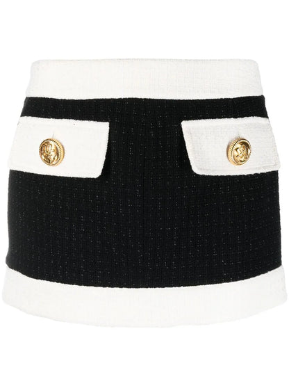 Two-Tone Tweed Miniskirt