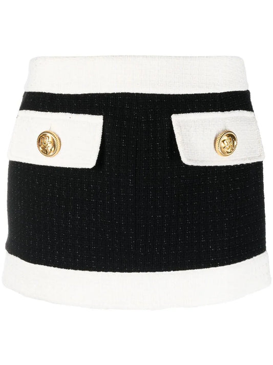 Two-Tone Tweed Miniskirt