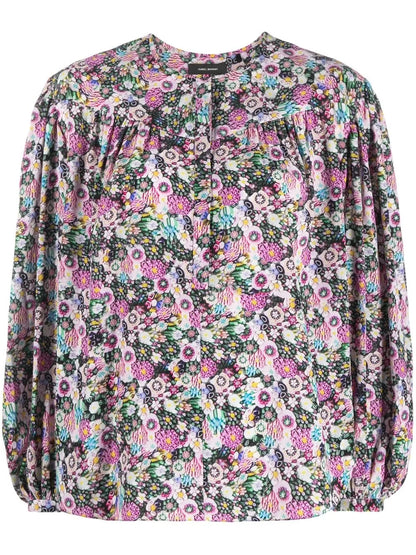 Floral-Print Long-Sleeve Blouse