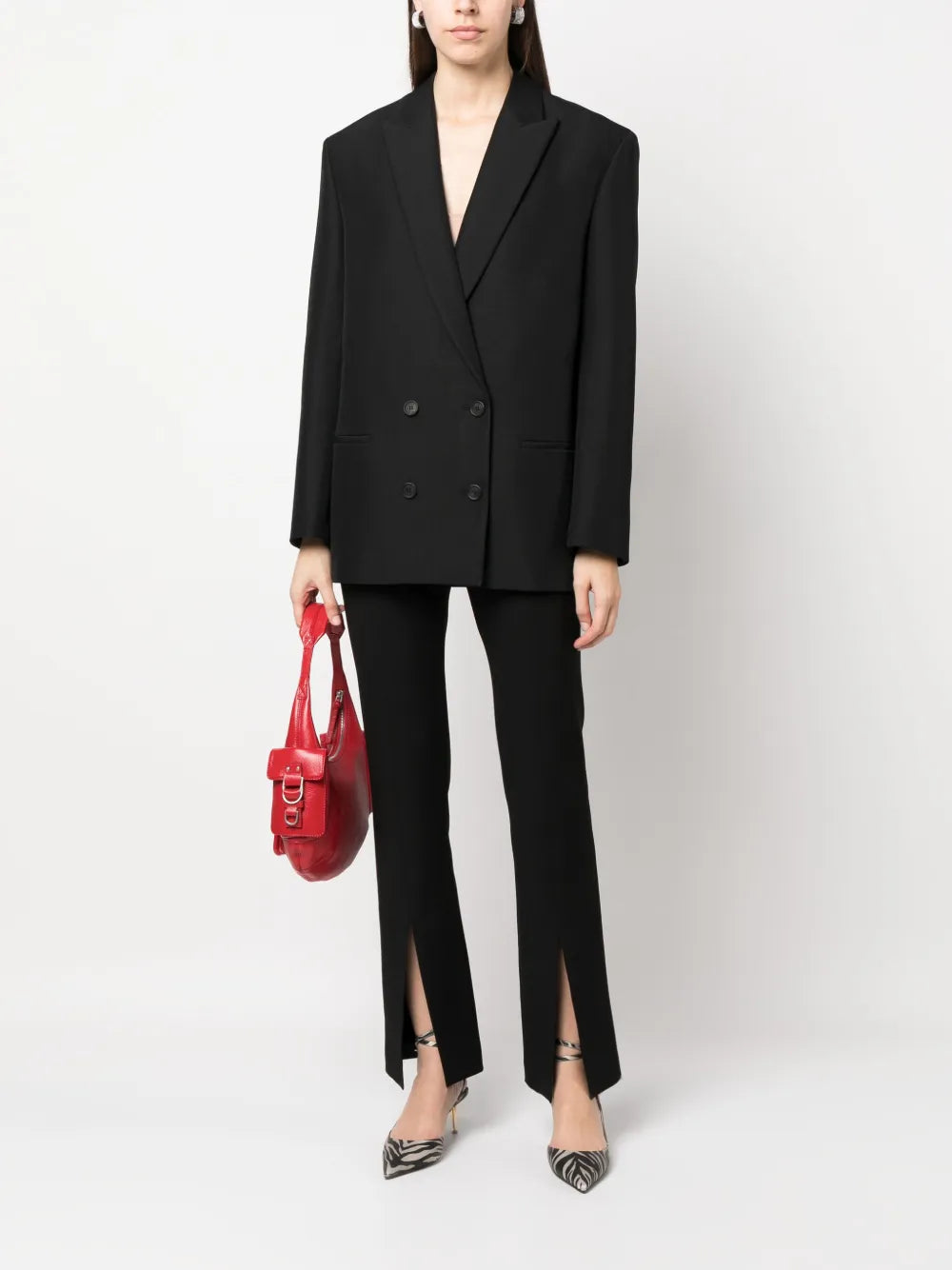 Notched-Lapel Double-Breasted Blazer