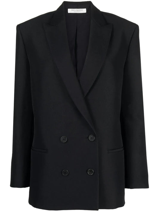 Notched-Lapel Double-Breasted Blazer