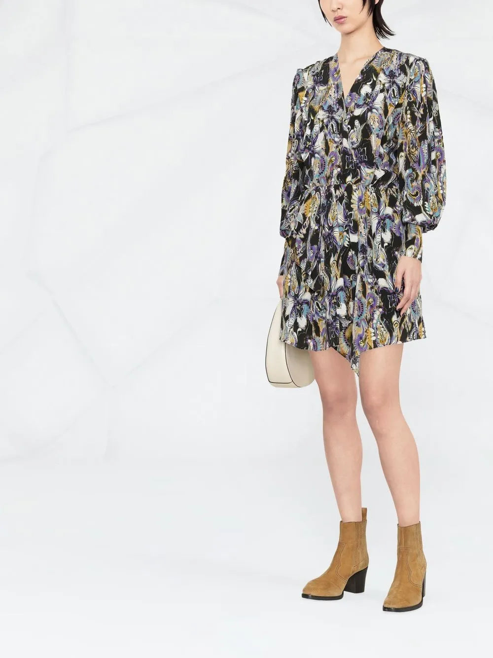 Graphic-Print Long-Sleeve Dress