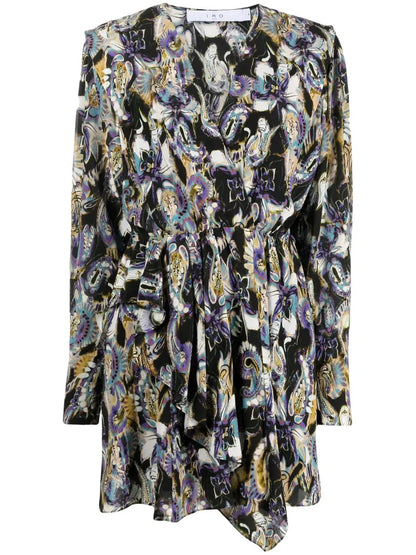 Graphic-Print Long-Sleeve Dress