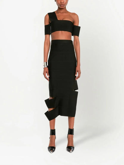 Cut-Out Panelled Pencil Skirt