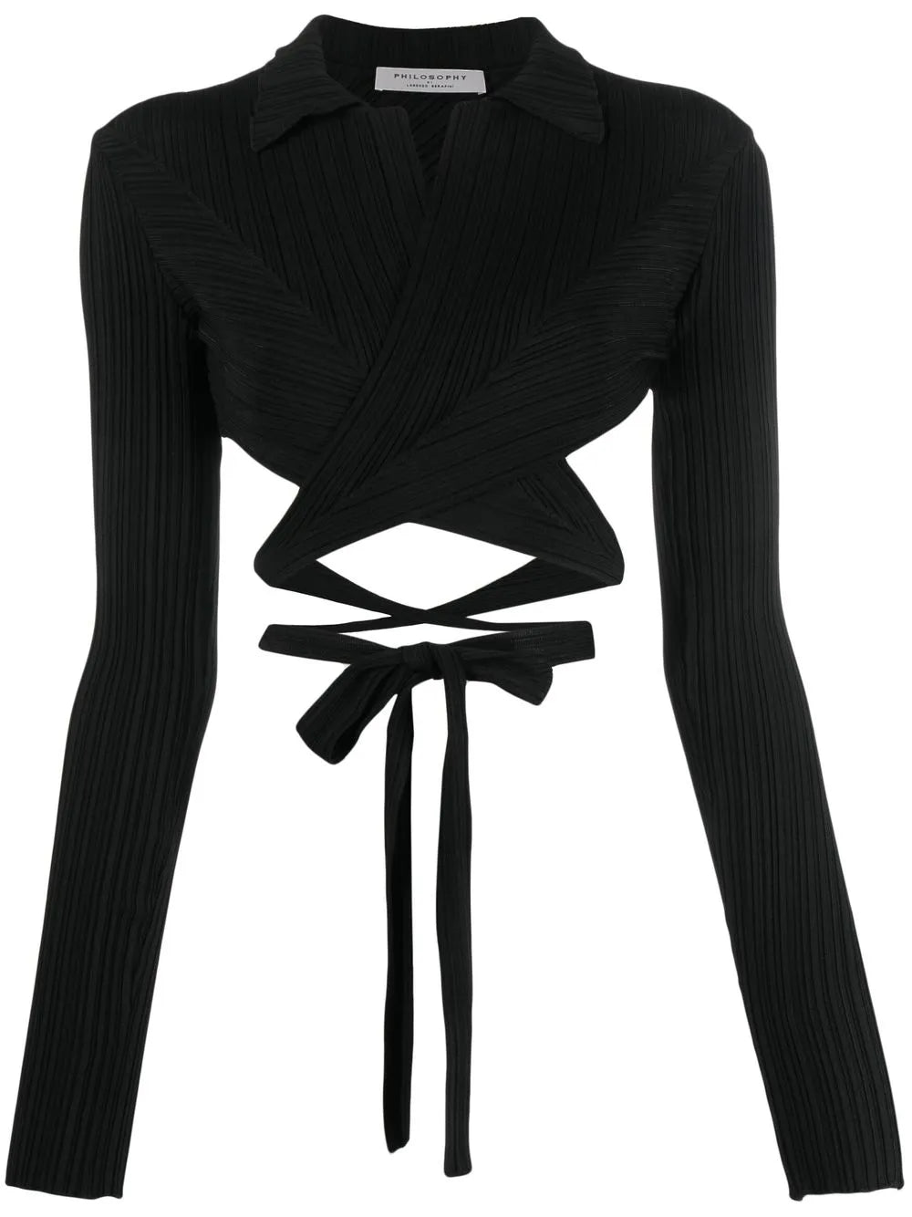 Plissé Wrap-Around Cropped Shirt