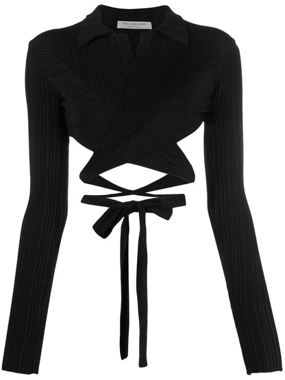 Plissé Wrap-Around Cropped Shirt