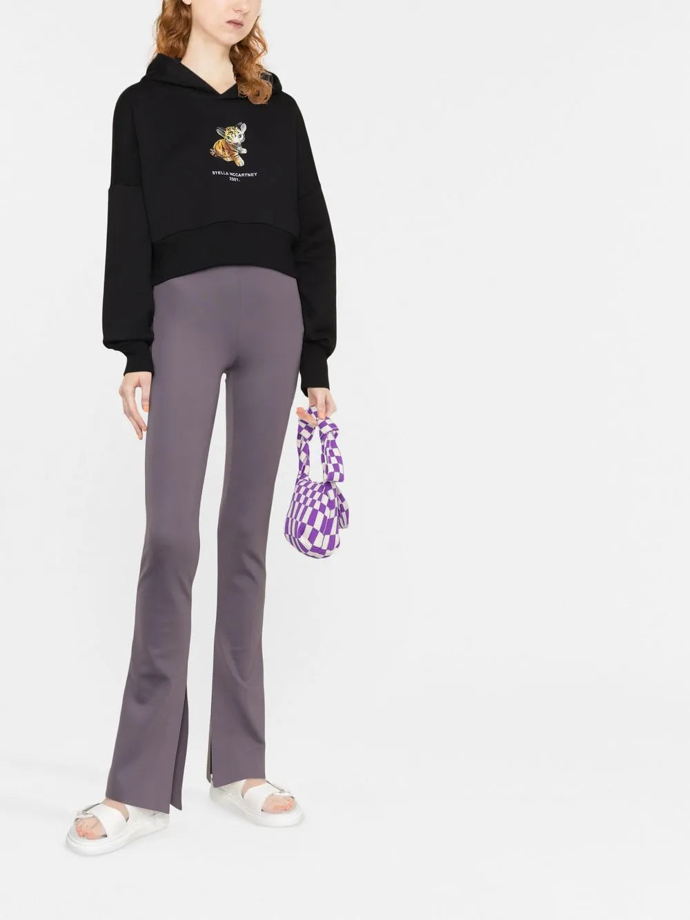 Tiger-Print Cropped Hoodie