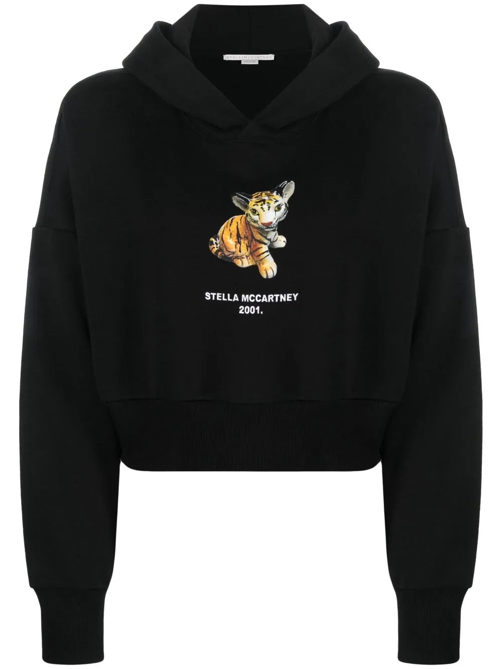 Tiger-Print Cropped Hoodie