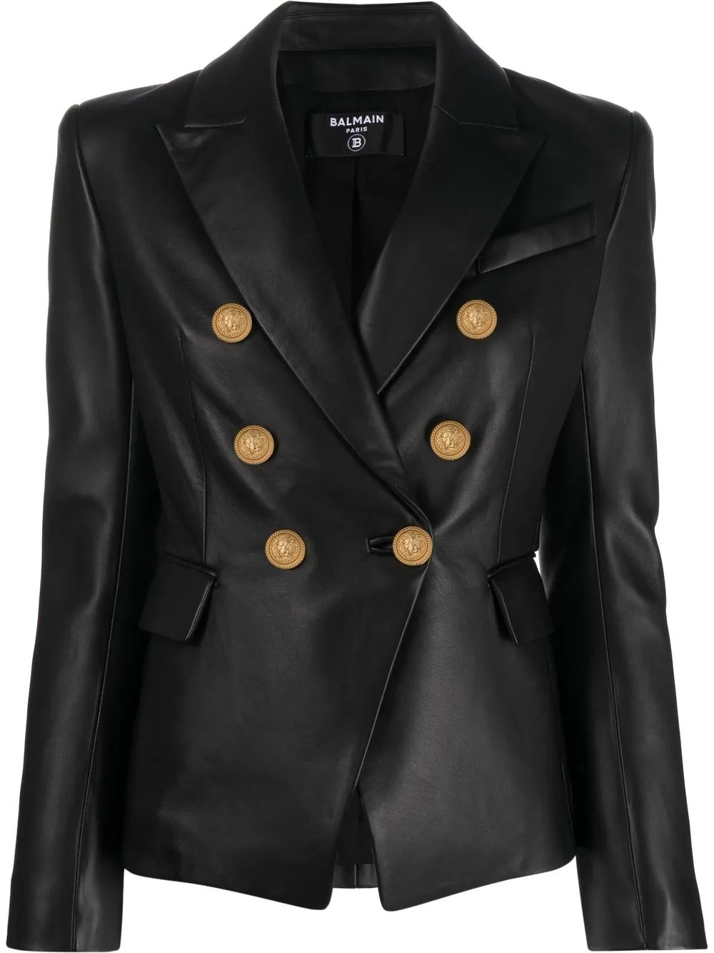Double-Breasted Leather Blazer