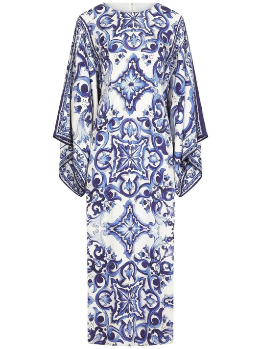 Majolica-Print Maxi Dress