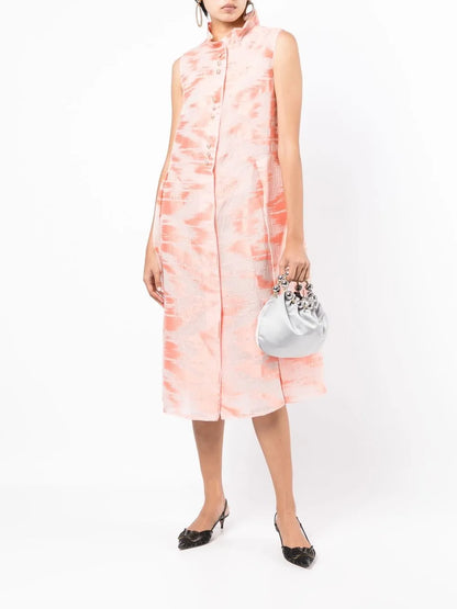 Brushed-Print Detail Midi Dress