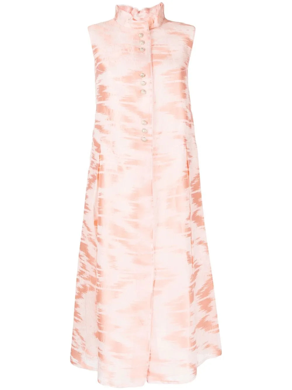 Brushed-Print Detail Midi Dress