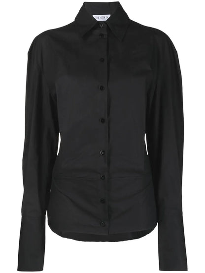 Drawstring-Detail Long-Sleeve Cotton Shirt