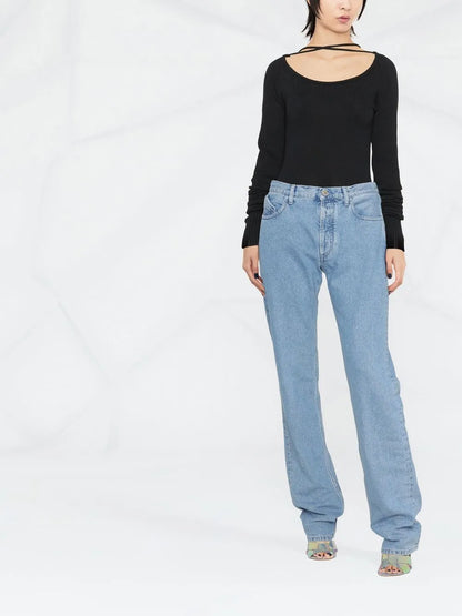 Strap-Detail Knitted Top