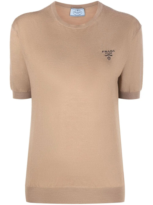 Embroidered-Logo Knit Top