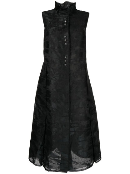 Brushed-Print Detail Midi Dress