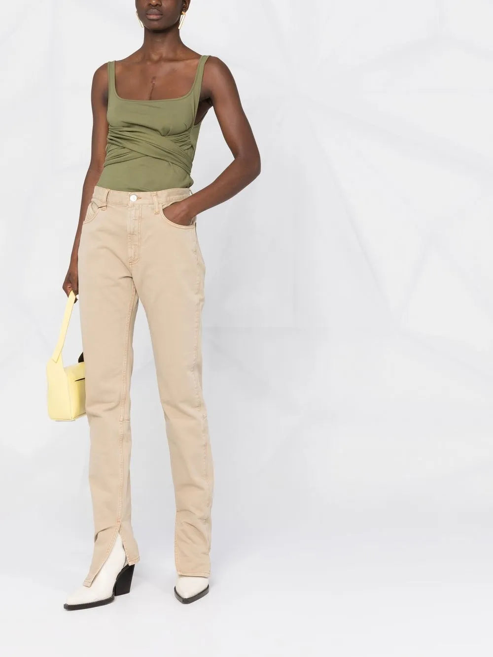 Slit-Hem Straight-Leg Jeans