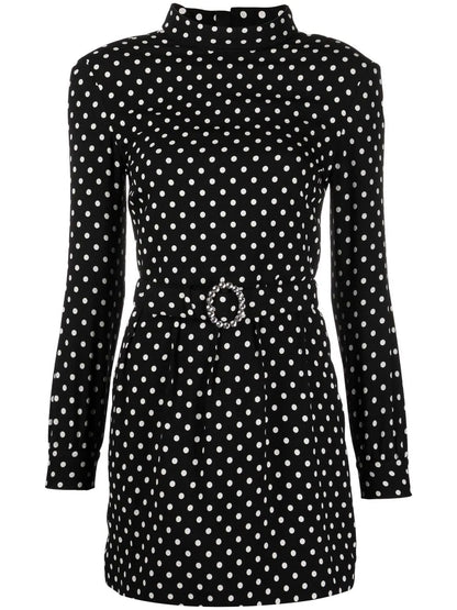 Belted Polka-Dot Minidress