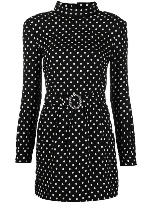 Belted Polka-Dot Minidress