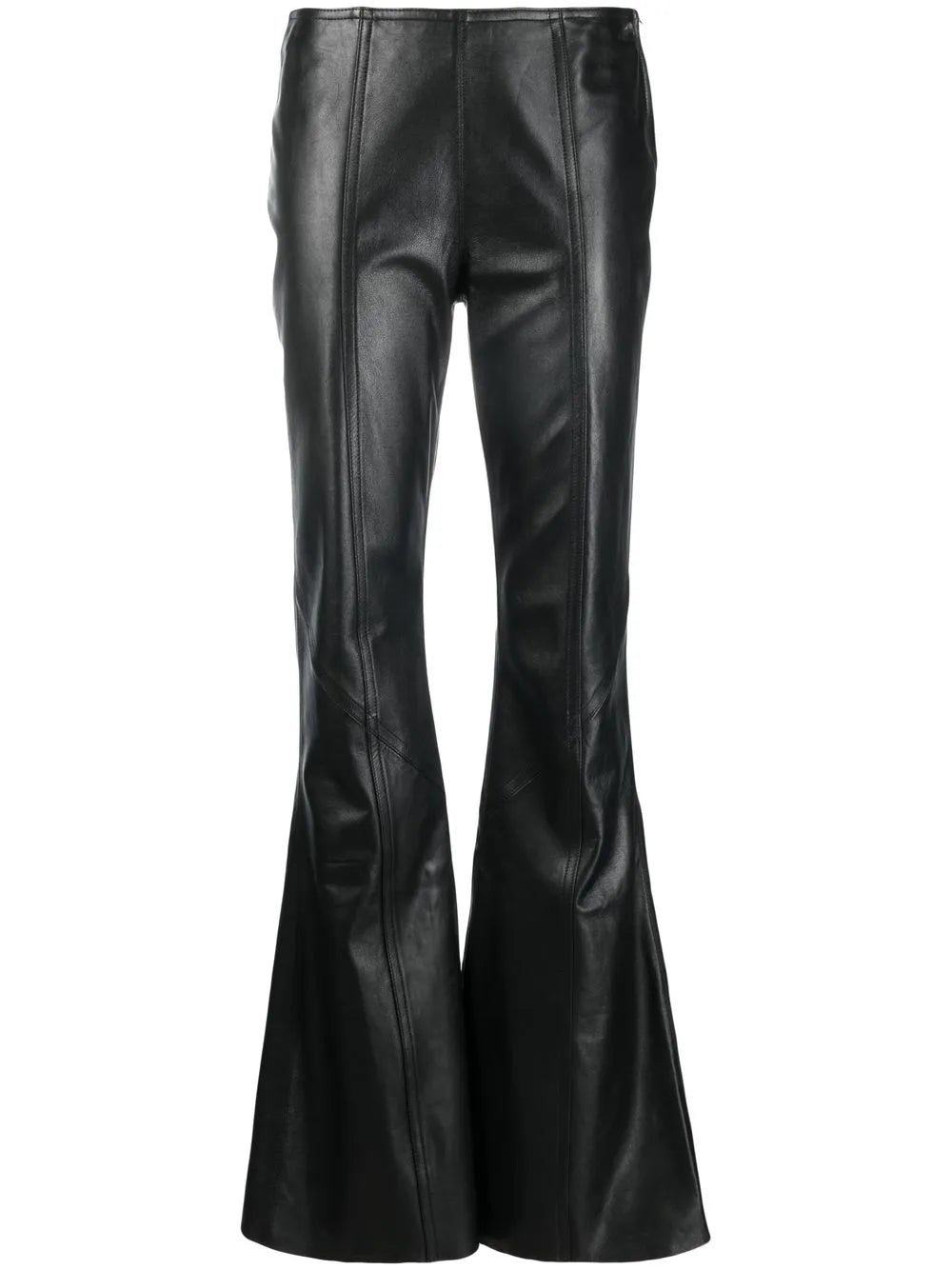 Flared-Leg Leather Trousers