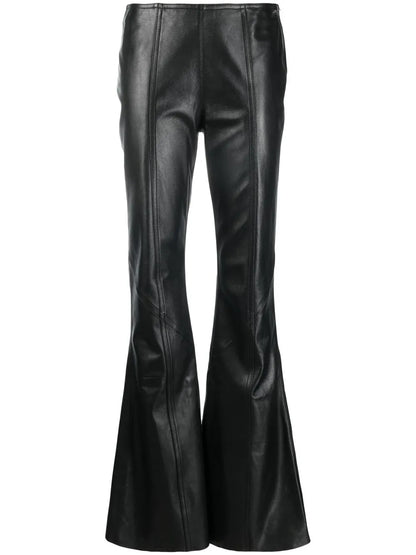 Flared-Leg Leather Trousers