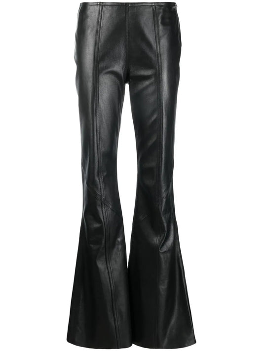 Flared-Leg Leather Trousers