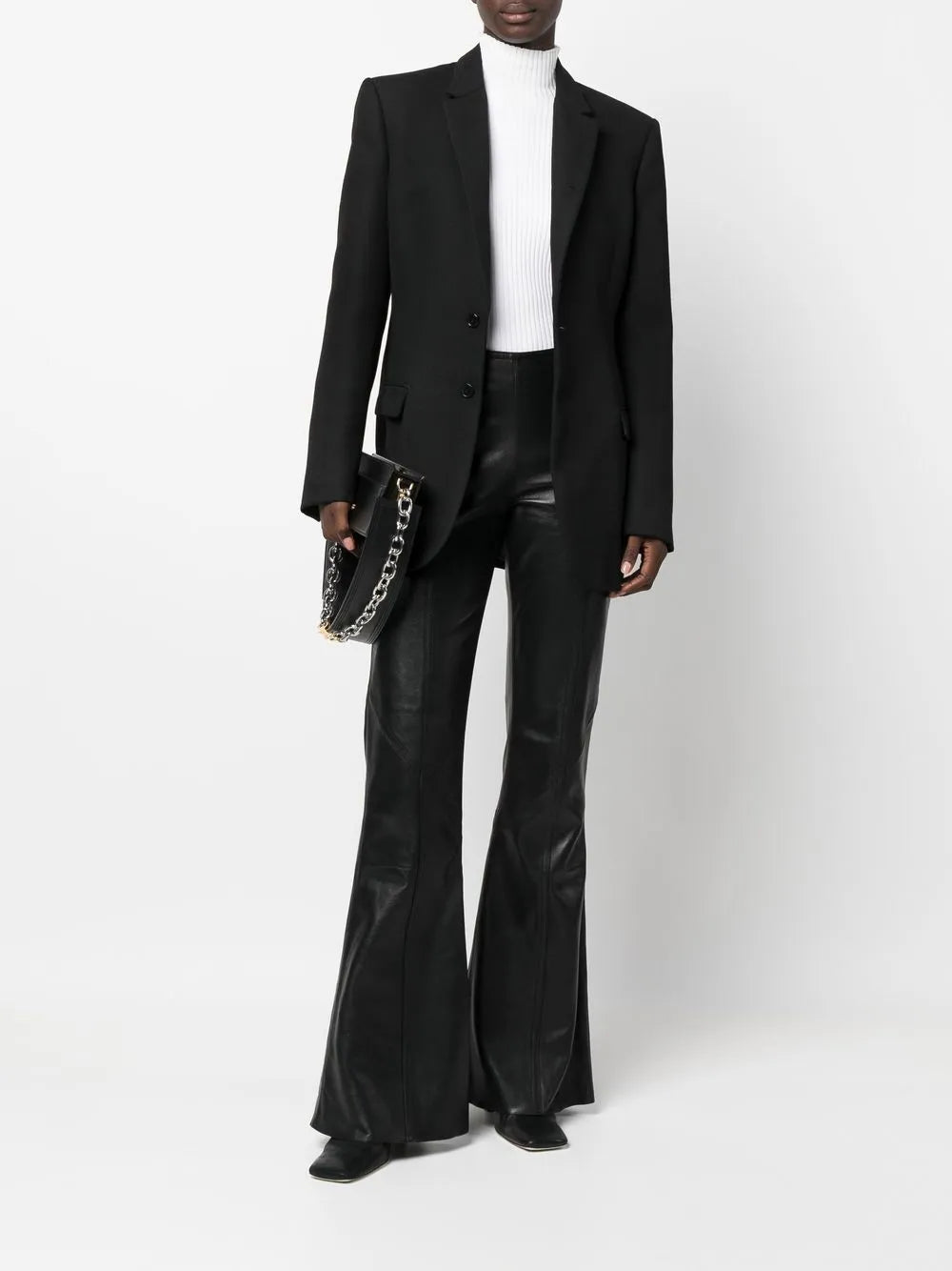 Flared-Leg Leather Trousers