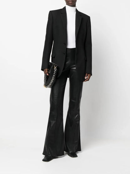 Flared-Leg Leather Trousers