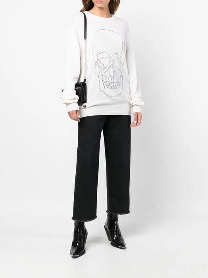 Studded-Skull Cashmere Pullover