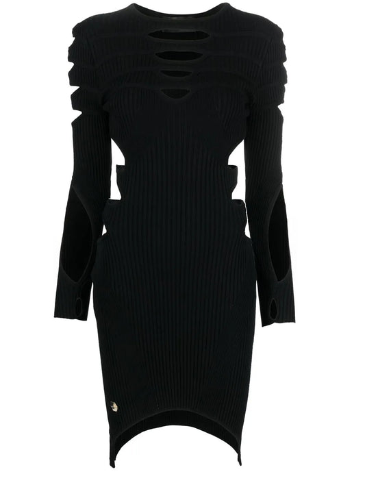 Cut Out-Detail Knitted Mini Dress