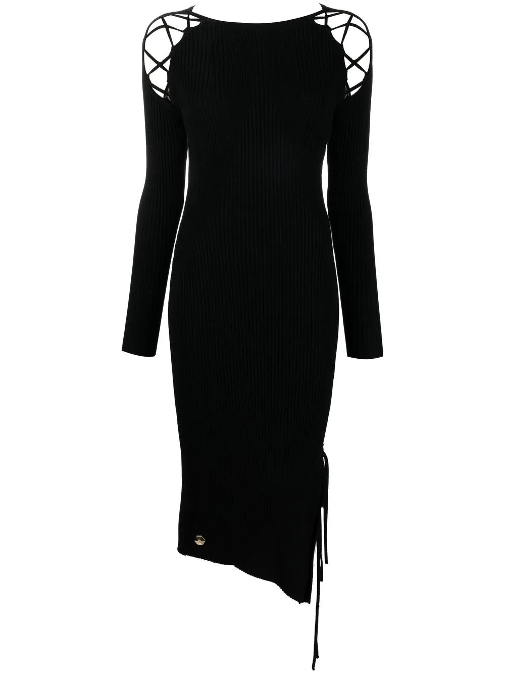 Lace-Detail Ribbed-Knit Dress