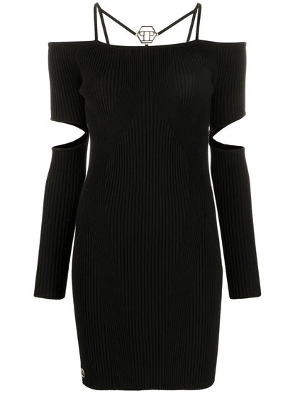 Cut-Out Ribbed Mini Dress