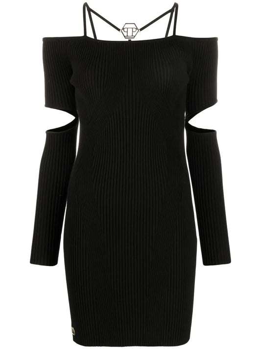 Cut-Out Ribbed Mini Dress