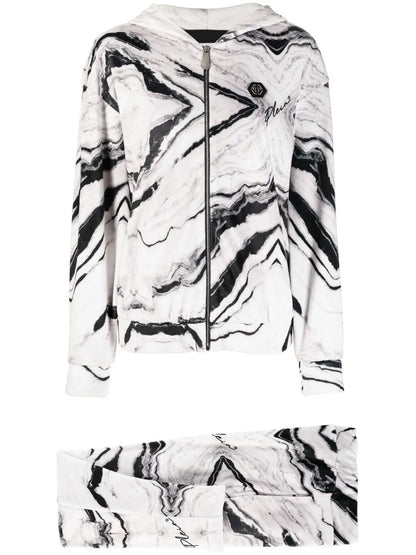 Marble Print Cotton Tracksuit Set