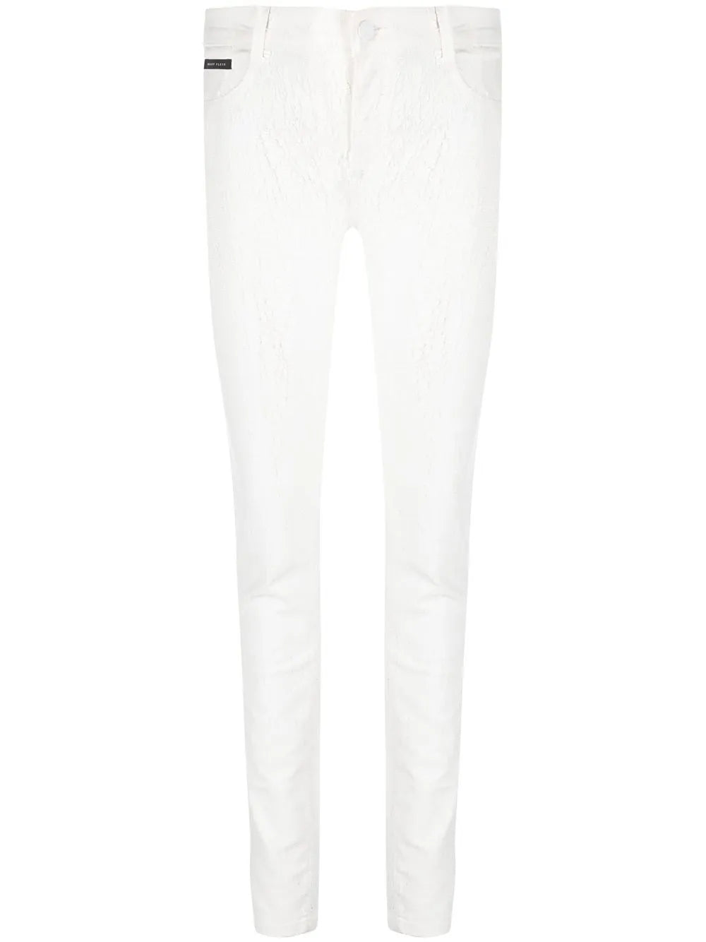 Crackle-Textured Denim Leggings