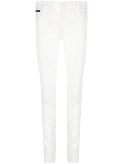 Crackle-Textured Denim Leggings